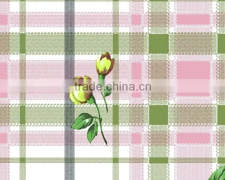 2015 Newest printed floral design pvc petal table cloth with lace/waved/straight edge