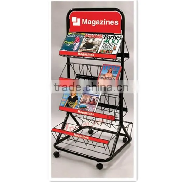 3 Shelves Metal Newspaper Stand