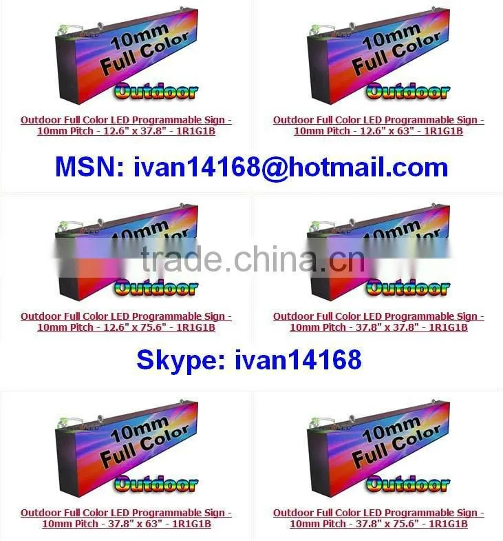 china suppier led factory price tri color outdoor programmable scrolling led sign