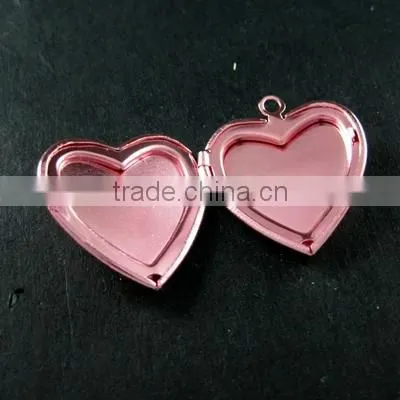 23MM light pink shining heart locket pendant,lovers' heart locket pendant 1130001