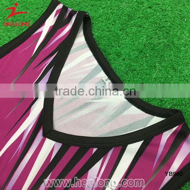 Healong Factory Sublimation Cheap Netball Jersey Skirts Dresses Uniforms