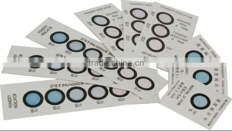 RH 10%-60% humidity indicator label with desiccant bag