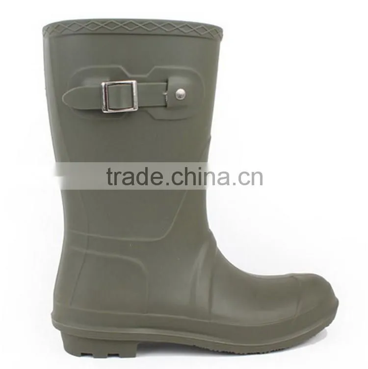 Colourful buckle clear pvc cheap plastic rain boots for women
