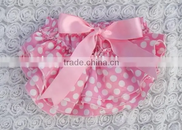 High Quality Cheap Baby Girls Stain Bloomer , Wholesale Various Style Infant Ruffle Bloomer With Bow Design