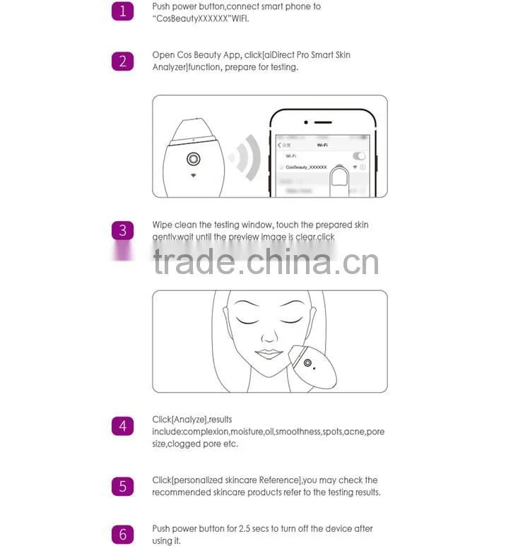 CosBeauty Brand updated new model WIFI connected app aiDirect Pro smart skin analyzer