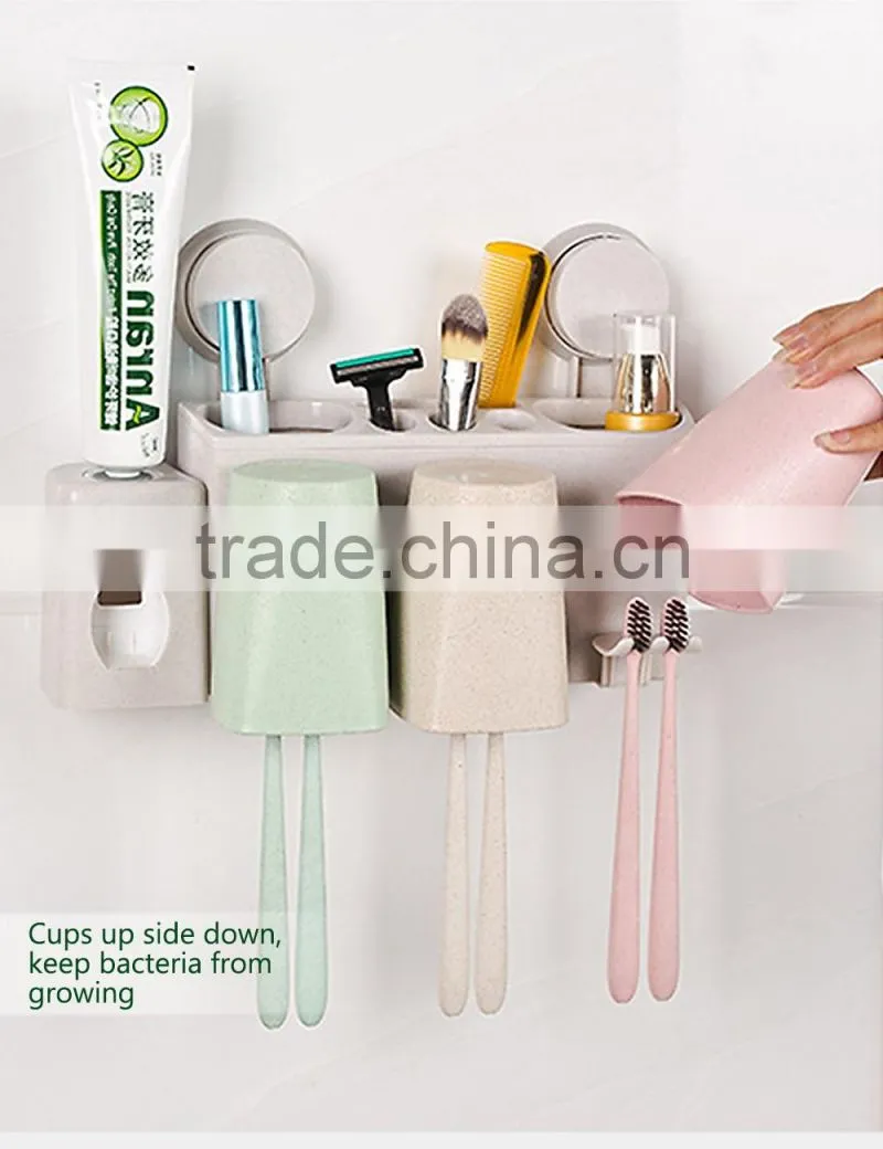 Toothpaste Dispenser Toothpaste Holder Wall Mounted Dustproof Automatic Toothbrush Holder