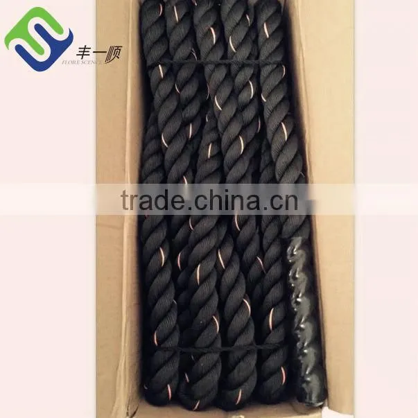 Supply 1.5" * 50' 3 strand black battle rope gym rope for sale