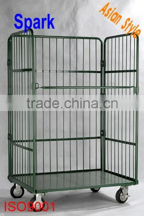 'L' frame nestable roll cart/roll container trolley