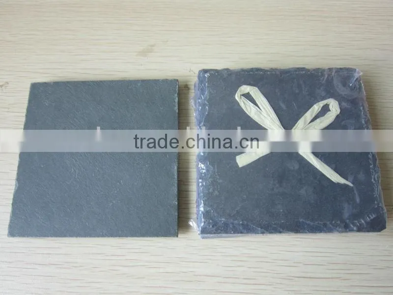 JiuJiang quarry round black natural slate stone coaster