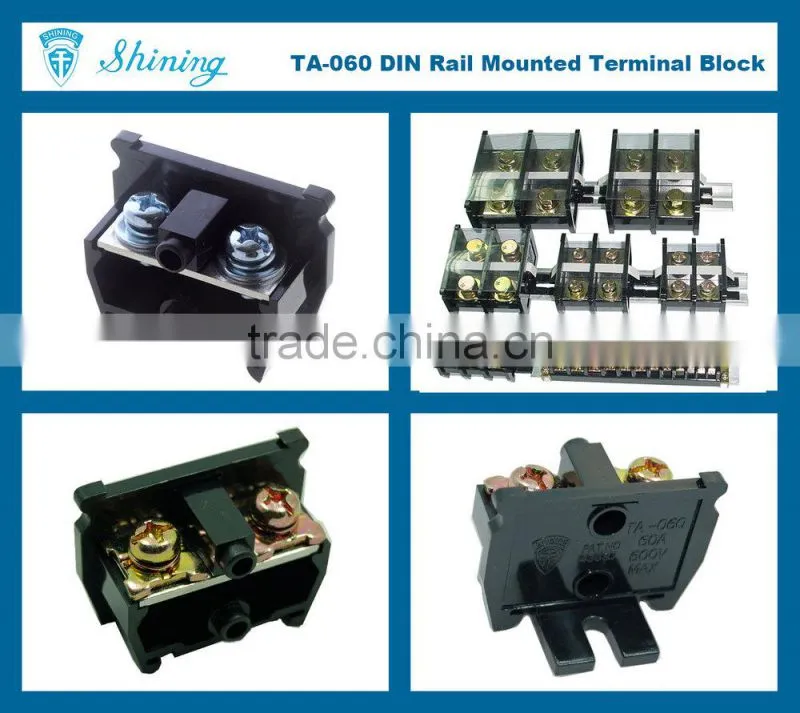 TA-060 600V 60 Amp Din Rail Mounted 100 Pair MDF Connector Block