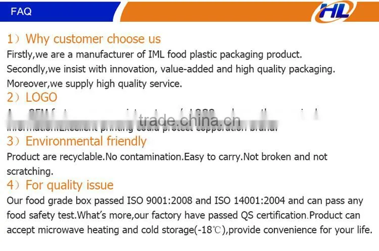 disposable plastic iml plastic container