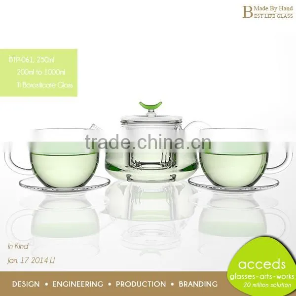 Foodgrade Newest Design Glass Microwavable New Fashion Teapot