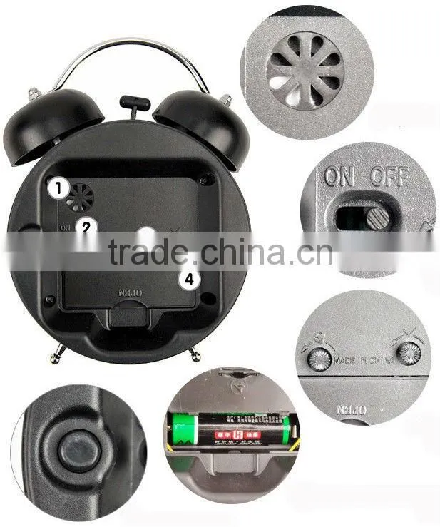small lazy Twin Bell Alarm Clock -Black non-mainstream