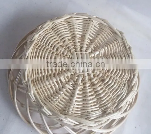 Sets decorative disposable wicker round basket tray