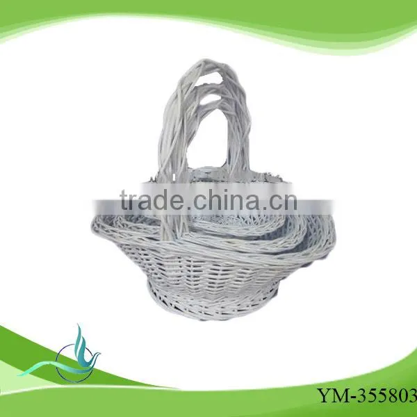 white painted willow gift basket for wedding