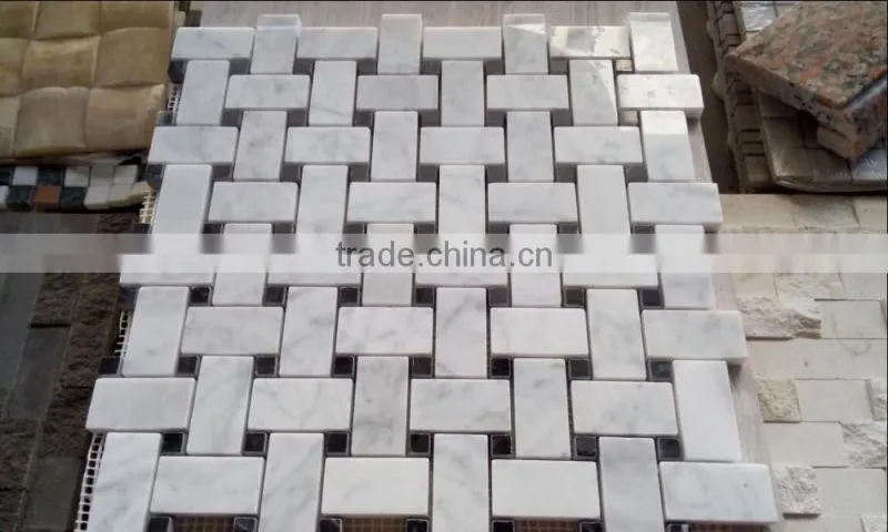 Basketweave Mosaic Tiles Bianco Carrara Mosaic Tile Carrara Marble Mosaic