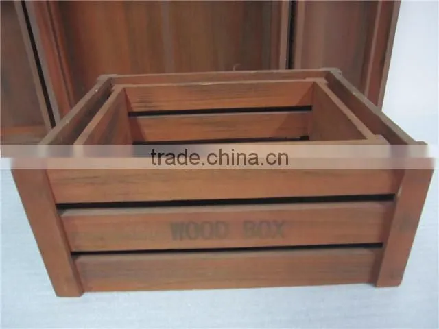 customization paulownia wood crate with wheels and handle