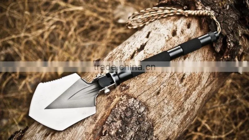 2016 10-in-1 Outdoor Emergency Shovel with Knife Hoe Hammer Fire Flint