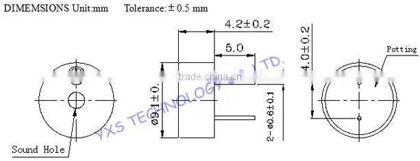 diameter 9mm height 4.2mm passive buzzer 5.5ohm 8ohm 16ohm 42ohm 9042 type