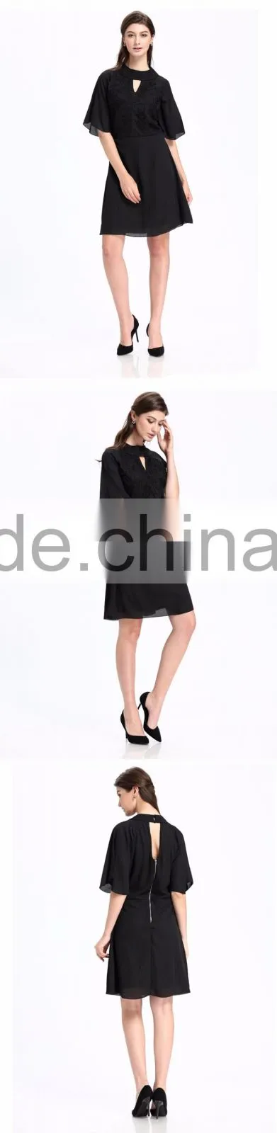Domin fashion black style embroidery clothes women dress