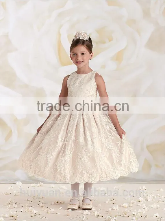 beautiful lace round neck baby gown burgundy flower girl dresses