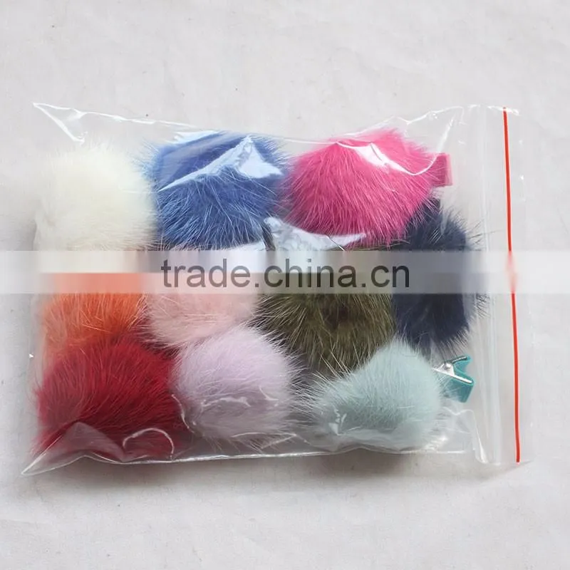 Myfur Popular Luxury Real Mink Fur Hairpin Mink Fur Pom Pom Accessory