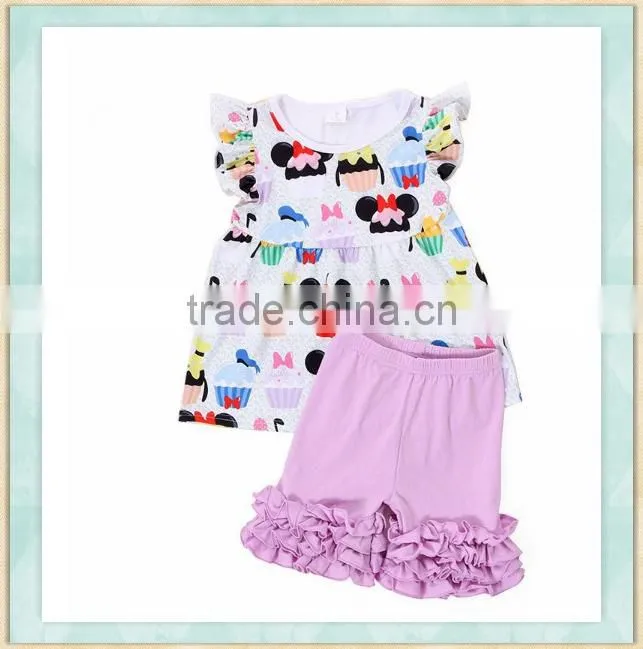2017Wholesale children's boutique clothing back to school the little girl's summer skirt suit