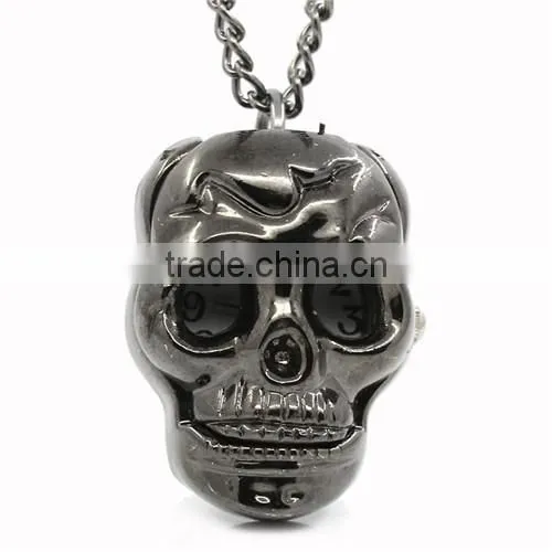 Wholesale Gunmetal Skull Halloween Battery Included Skeleton Pocket Watches