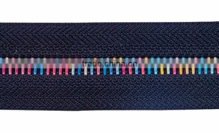 No.5 Aluminum multi-color teeth Metal Zipper Long Chain