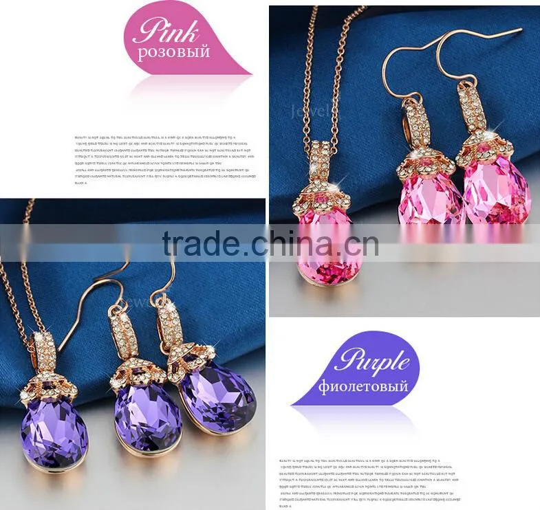 Wedding Bridal Party Crystal Rhinestone Pendant Necklace & Earrings Jewelry Sets
