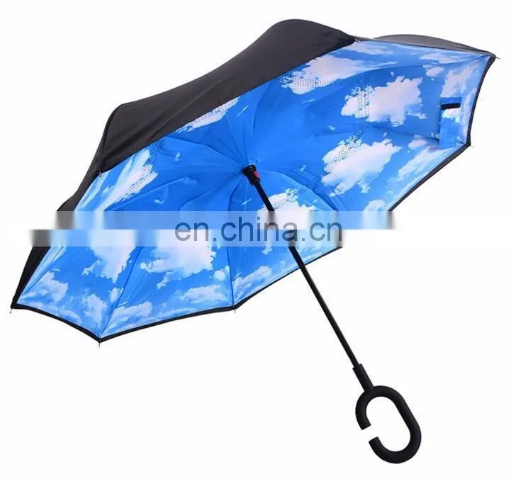 Auto Open Transparent Straight Umbrella LOGO Printing Cheap clear Umbrella pass BSCI