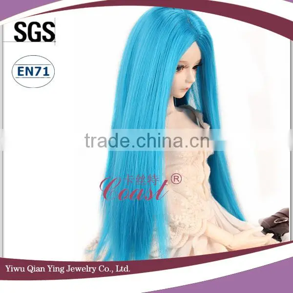 long straight light blue bjd doll hair wigs for 1/3 BJD dolls