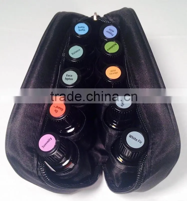 10 bottles Black Soft essential oil carrying case,soft cotton essential oil carry case,essential oil roller bottles for travel