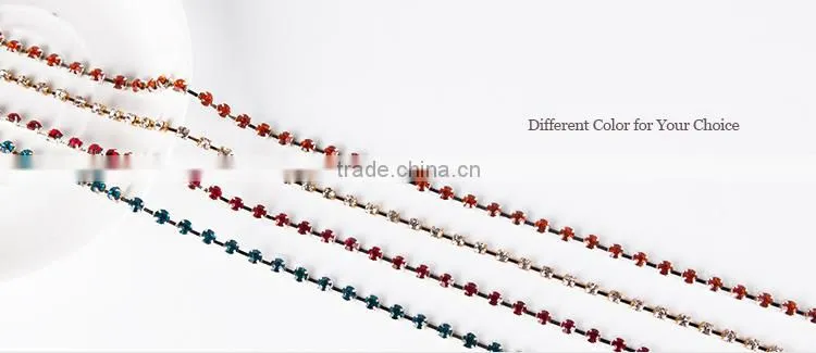 Wholesale 4 row rhinestone chain for shoes boots decoration