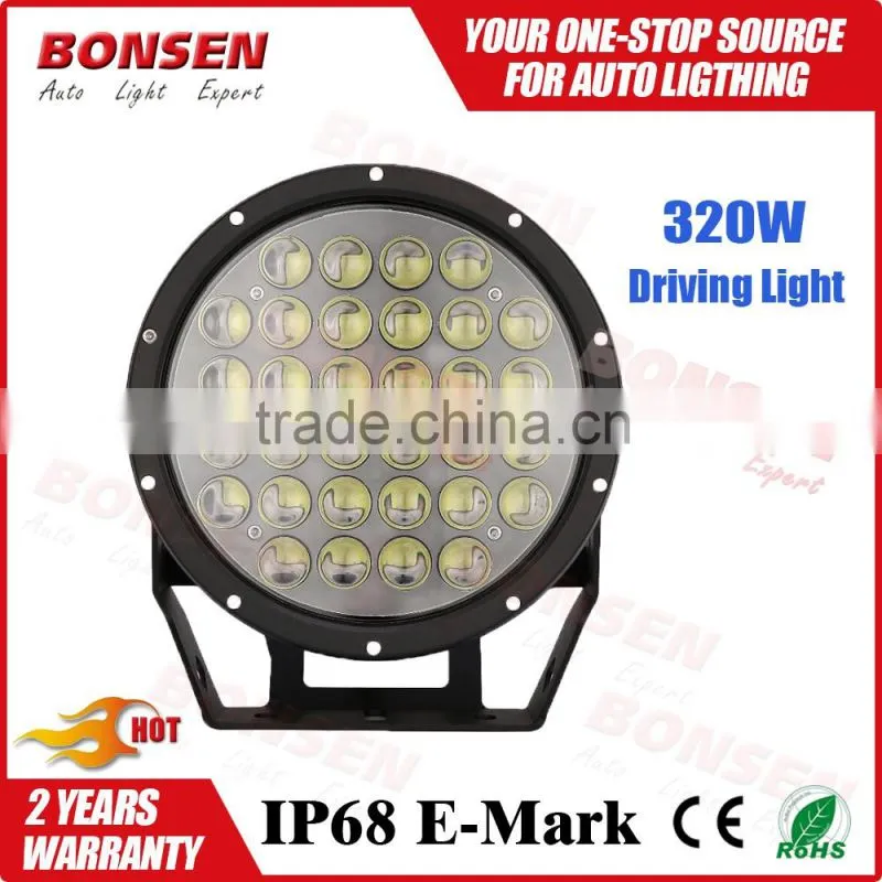 9inch 320w round led driving light waterproof 4D lens offroad headlight 4X4 led work light for SUV ATV