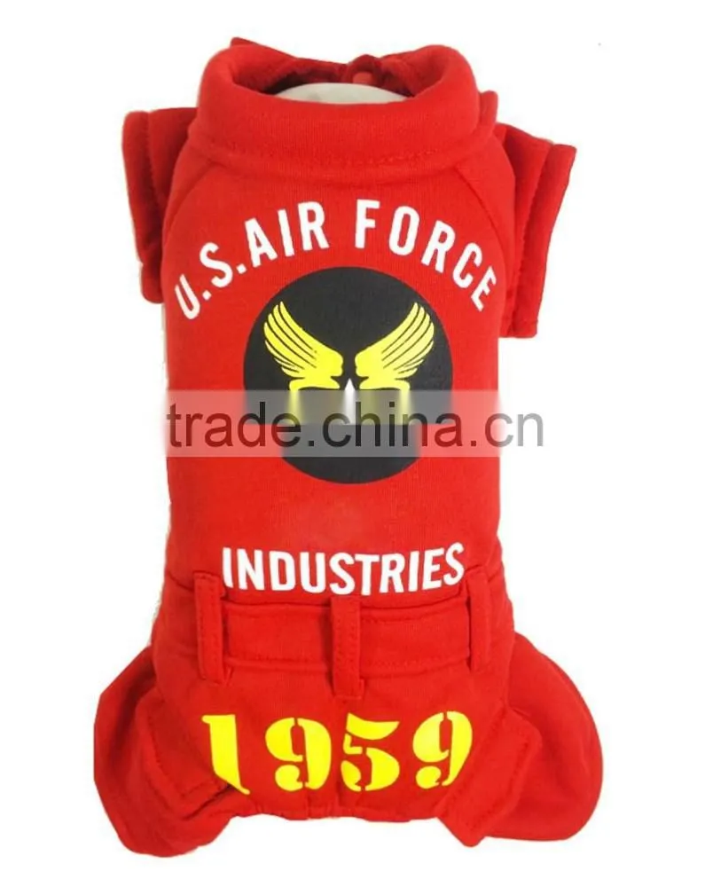 200 pcs sold in one Day Fit for Spring and Autumn USA Air Force Printed Red Dog Fleece Pet Clothes