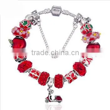 2016 Christmas gifts bracelet christmas beads charm bracelet for women&kids big hole bead