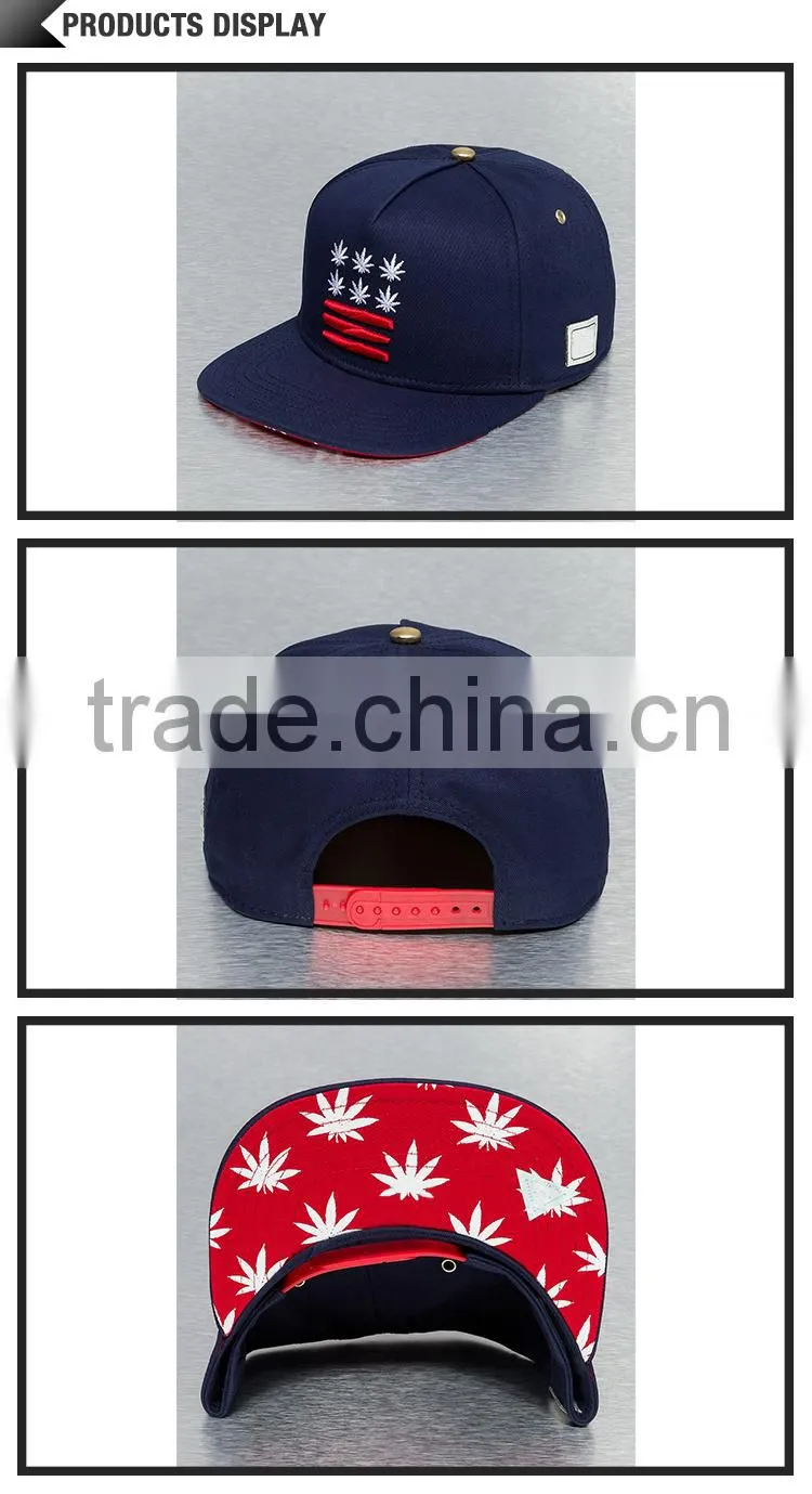 Cheap wholesale hip hop flat bill embroidered logo under brim printing snapback cap and hat