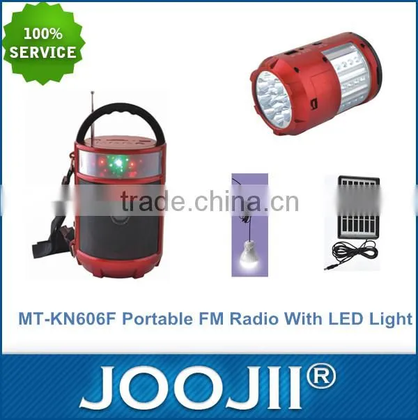 Newest Portable FM Radio With LED Light / Solar Panel , Support USB / SD/ TF / Torch Light Player FM Radio
