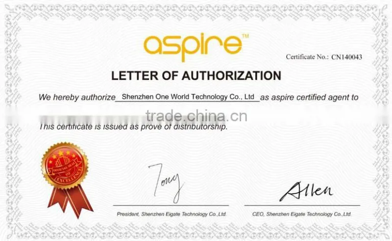 100% original genuine with letter of authorization agent aspire pyrax glass tank wholesale eigate aspire nautilus bdc tank