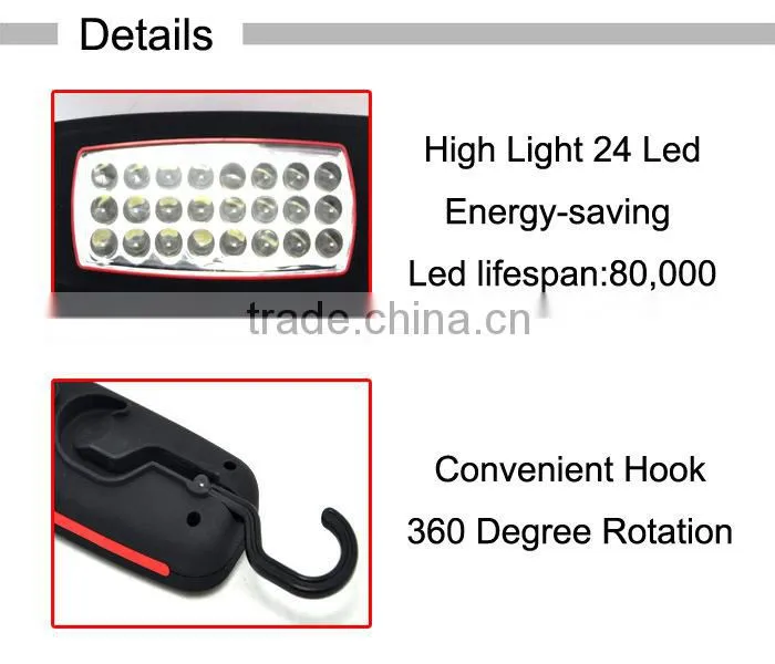 (130318) Portable ABS Material 24 Led SMD Work Lamp with Magnet