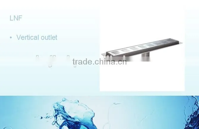 linear stainles steel shower drain with vertical outlet
