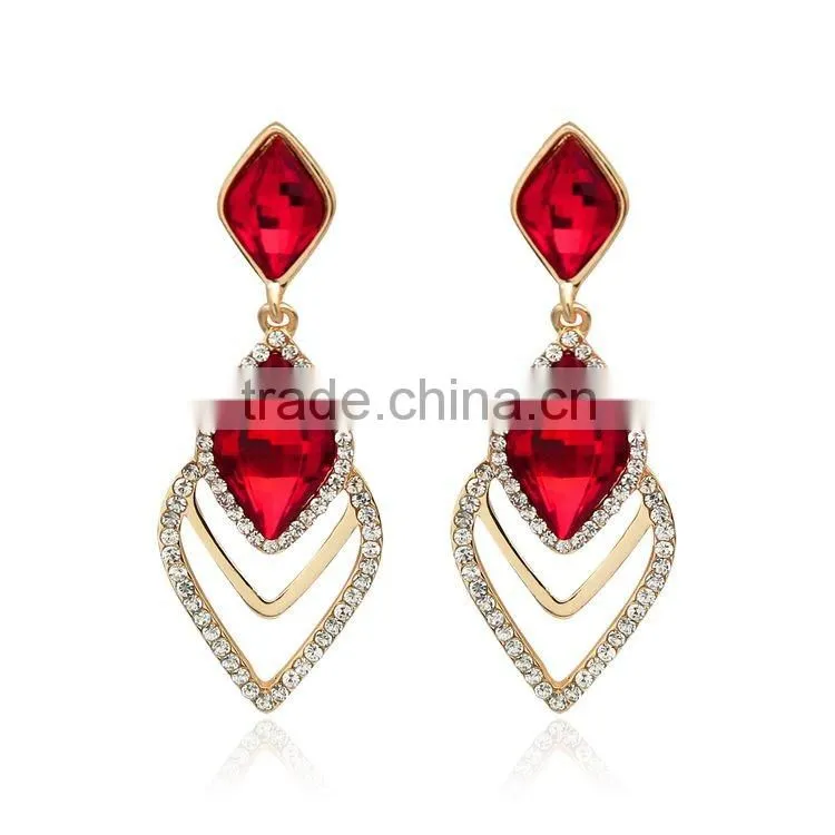 2016 New Arrival Crystal Drop Earrings For Women Brinco Wedding Earring Vintage Boucles Oreille Ruby-jewelry