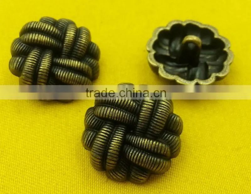 19mm Braided Finishing Fancy Metal Shank Button For Ladies Clothes -- MJ5414