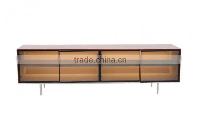 Factory mahogany wood price modern living room furniture sideboard with warm led backlight