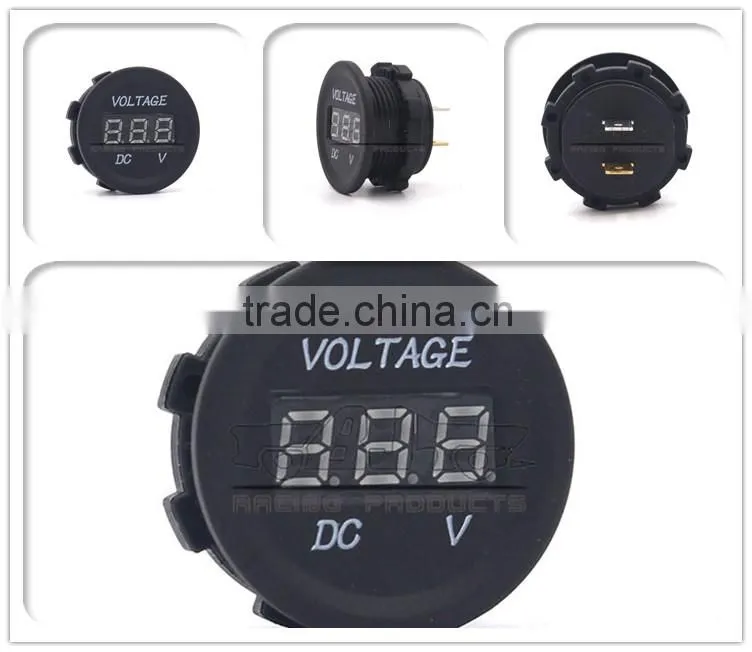 BJ-UPS-005 Waterproof Motorcycle LED Digital Voltage Meter Gauge Round Panel