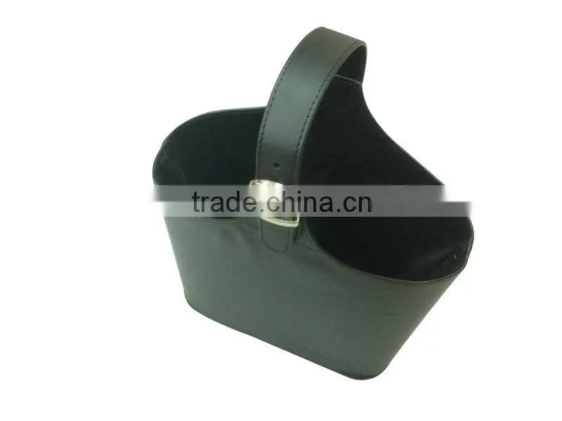 Promotional Black Two Bottles PU Leather Wine Carrier