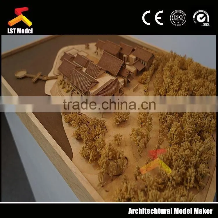 real estate architectural model making with miniature people and tree decoration