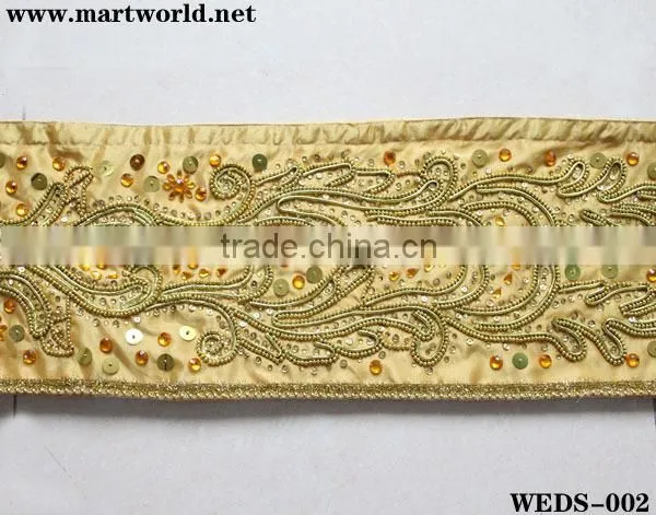 Golden handmake embroidery crystal india wedding stage (WEDS-002)