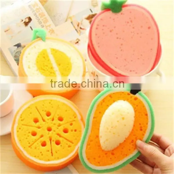 J195 4types Fruit Sponge Cleaning Cloth sponge scouring pad